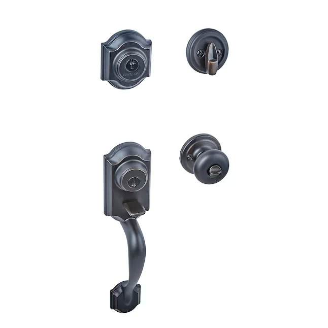 Binnendeur Kwikset Signature Series Montara Venetian Brons Single-Cylinder Deadbolt Keyed Entry Door Handleset Knob Smartkey
