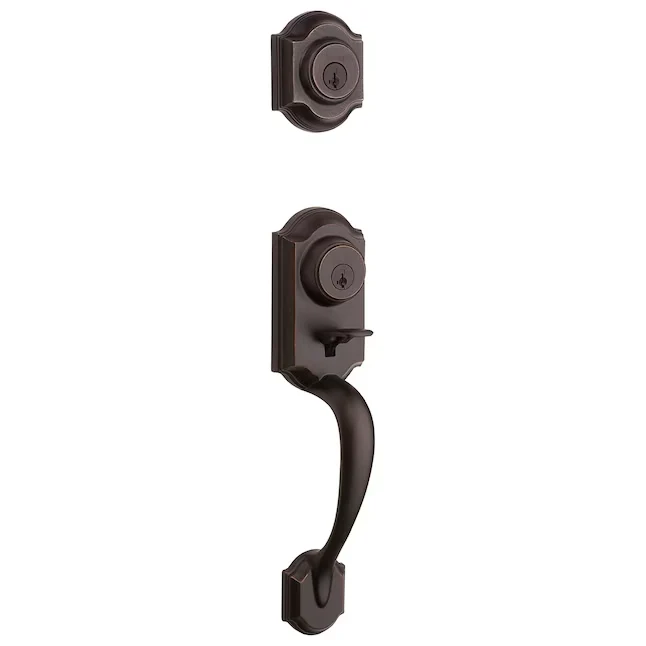 Binnendeur Kwikset Signature Series Montara Venetian Brons Single-Cylinder Deadbolt Keyed Entry Door Handleset Knob Smartkey