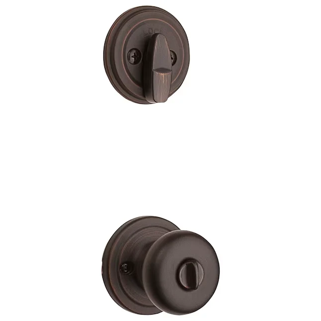Binnendeur Kwikset Signature Series Montara Venetian Brons Single-Cylinder Deadbolt Keyed Entry Door Handleset Knob Smartkey