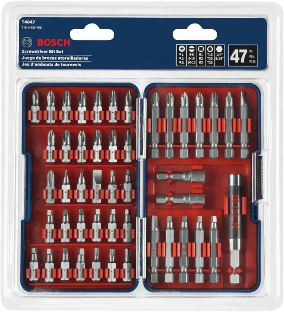 Bosch 47-Piece High-Carbon Staal Hex Shank Screwdriver Bit Assorted Set Heavy Duty | Commercieel gebruik