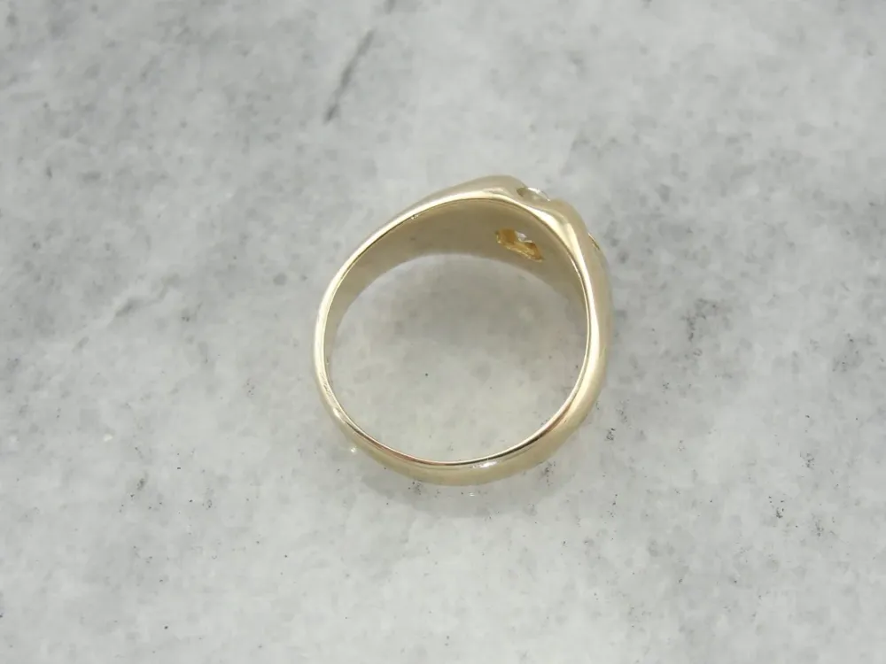Pretty Belcher Set Diamond Solitaire, Mens or Ladies Antiek Ring met nachtsluiting