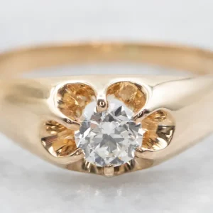 Professionele Kwaliteit Belcher-Set European Cut Diamond Solitaire Engagement Ring