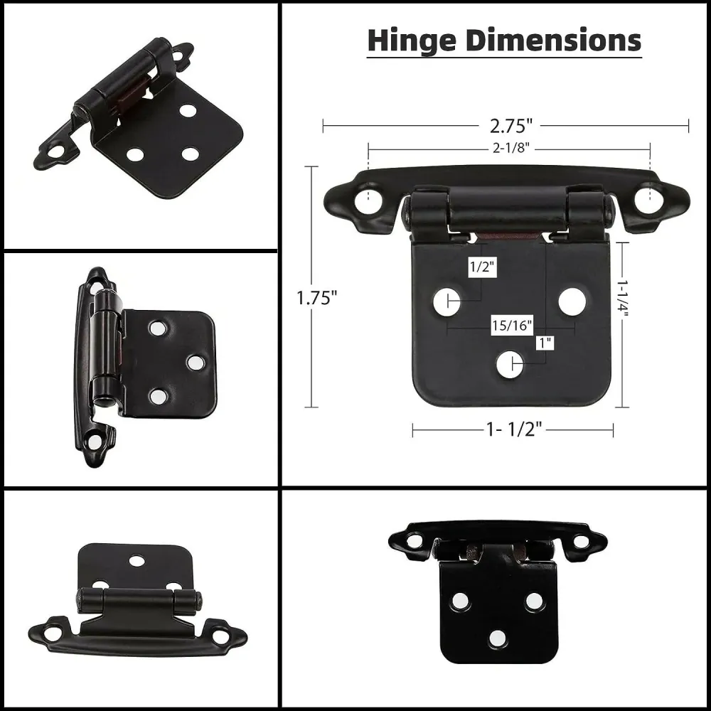 Electronisch SABER SELECT 1/2 . Overlay Effen Black Cabinet Hinges (2-Pack)