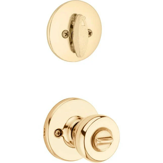 Kwikset Security Tylo Glad Brass Exterior Single-cylinder deadbolt Keyed Entry Door Knob Combo Pack Antimicrobial Technology