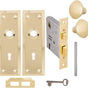 Skeleton Keyed Geel koper Plated Inside Mortise Lock Kit
