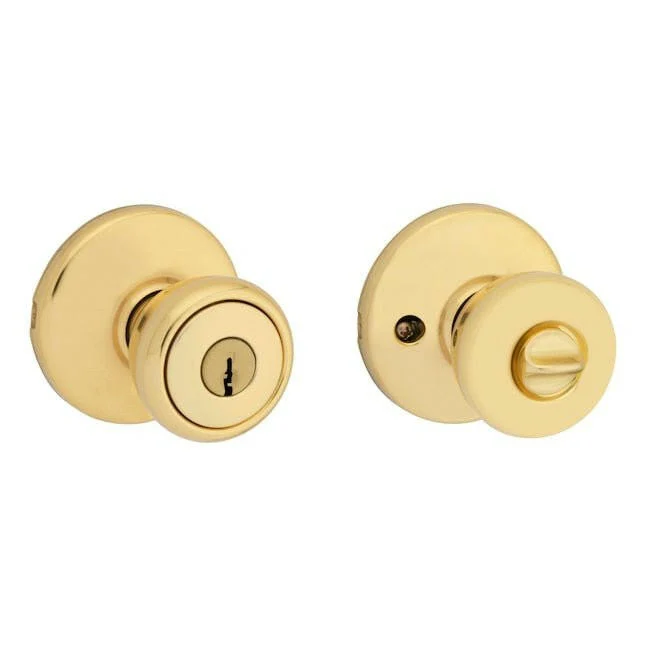Kwikset Series Tylo Polished Messing Exterior Keyed Entry Door Knob Antimicrobial Technology met nachtsluiting
