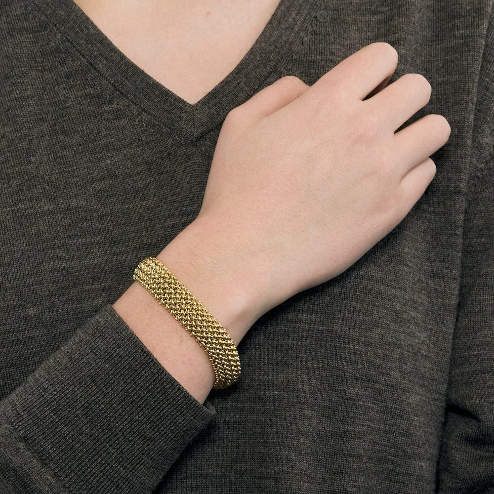 UNOAERRE yellow gold doormat mesh bracelet