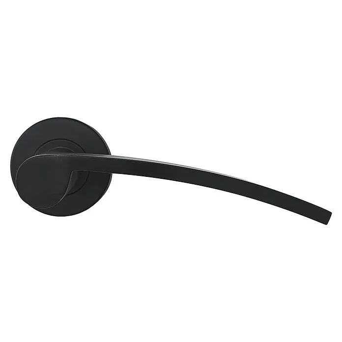 Vuurwerend Deurkruk rond rozet Plat Model - Mat rvs, Zwart