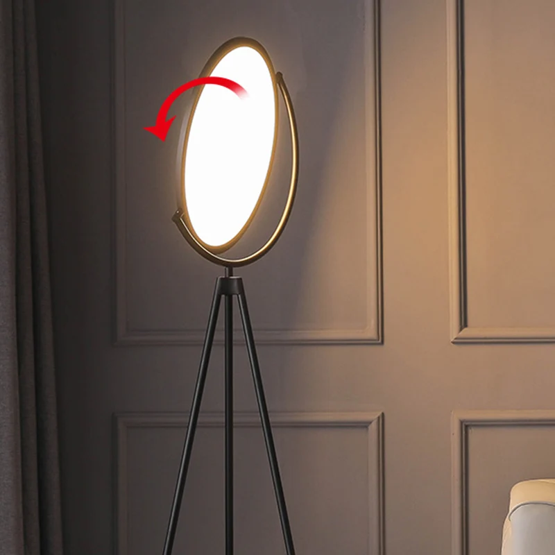 IP44 Waterdichte Rotatable Disc Floor Lamp Minimalistic Plexiglas LED Tripod Standing Light Living Room Black
