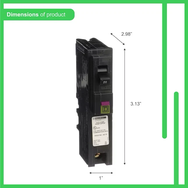 Overstort Square D Homeline 20-amp 1-Pole Duaal Function Afci/Gfci Plug-on Neutral Circuit Breaker