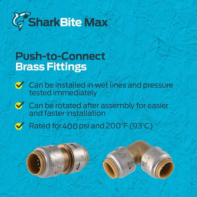 SharkBite 1/2- Push-to-connect Geel koper Water Hammer Arrestor Gietijzeren Uitvoering
