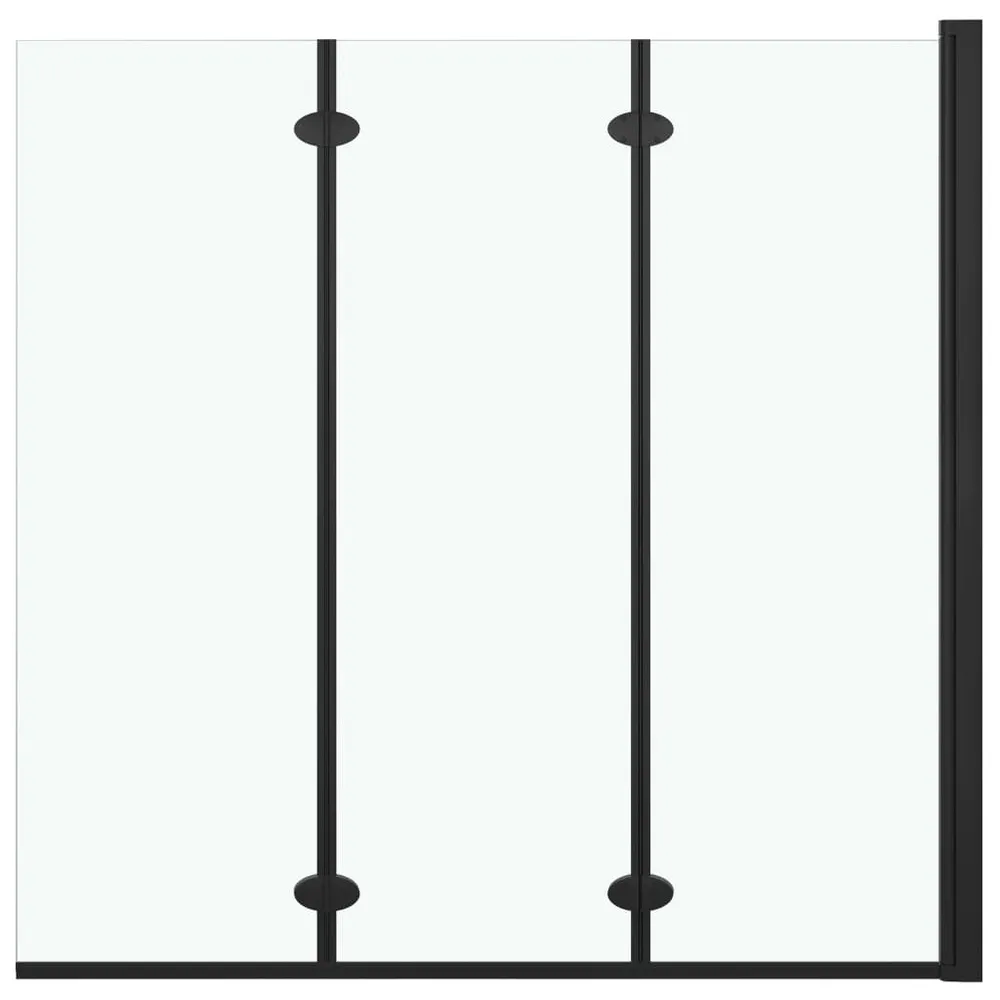 Douchewand inklapbaar 3 panelen 130x138 cm ESG zwart