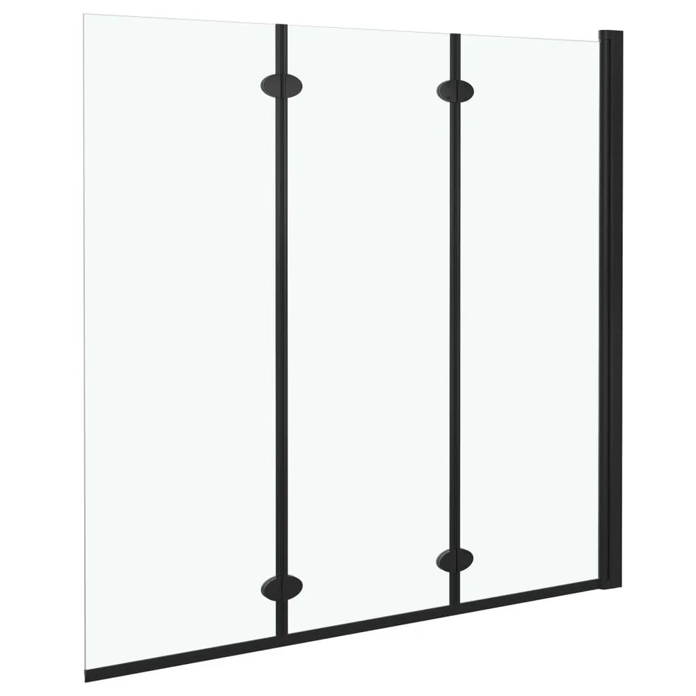 Douchewand inklapbaar 3 panelen 130x138 cm ESG zwart