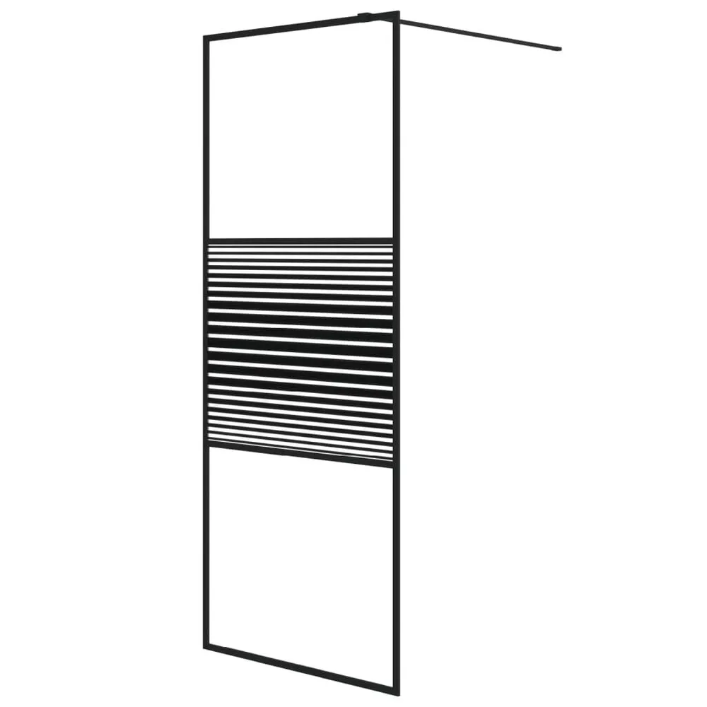 Inloopdouchewand 80x195 cm transparant ESG-glas zwart