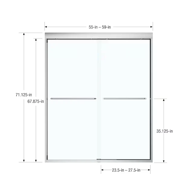 MAAX Aura Metaalglans 55- to 59- x 71- Semi-frameless Bypass Sliding Shower Door