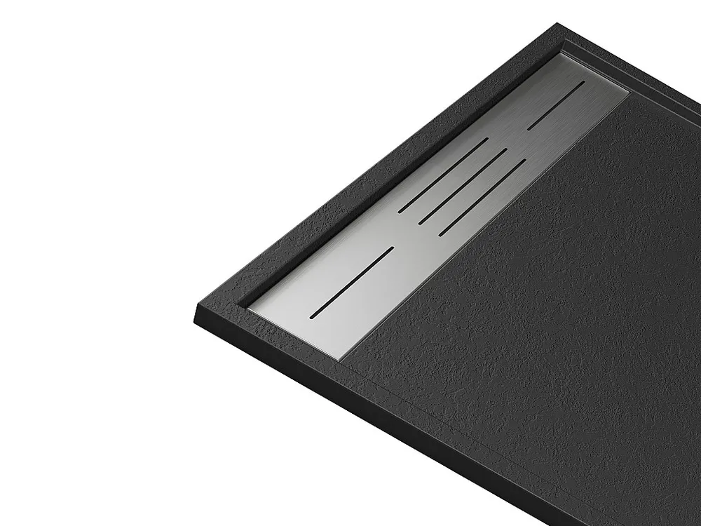 Rechthoekige opzet- inbouwdouchebak hars – Zwart – 120 x 80 cm – LYROSA