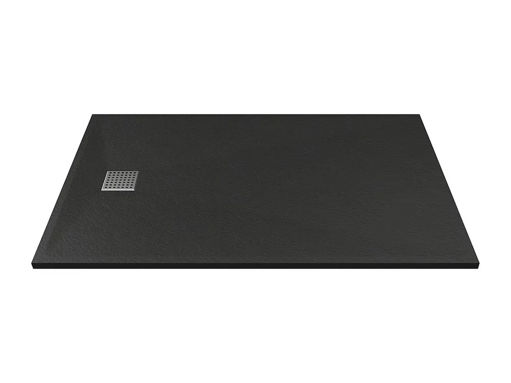 Douchebak van hars om te arrangeren te bouwen, met sifon, zwart, L160 x D90 cm, MIRNOSA