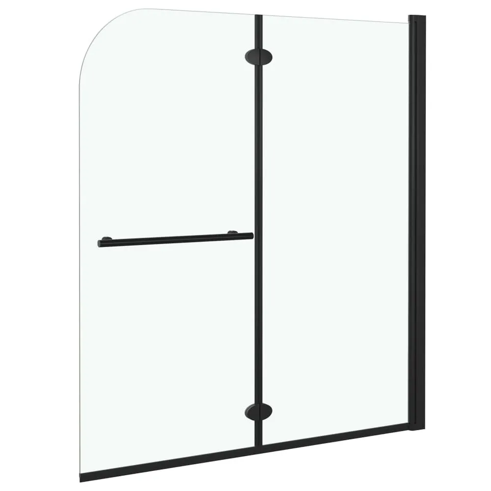 Douchewand inklapbaar 2 panelen 120x140 cm ESG zwart