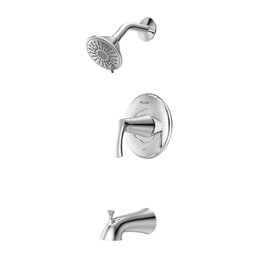 Pfister Masey Polished Chroom 1-handle Multi-function Round Bathtub and Shower Faucet Valve Included
