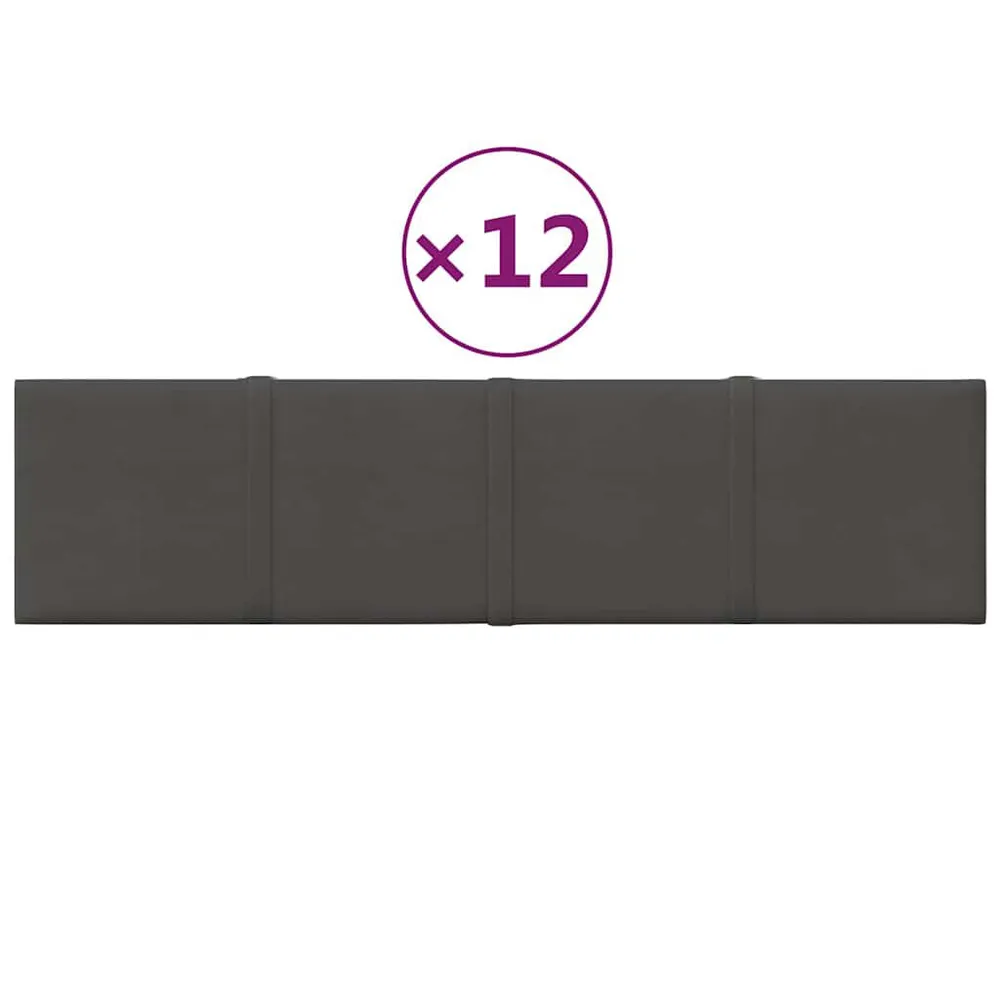 Wandpanelen 12 st 1,08 m² 60x15 cm stof donkergrijs