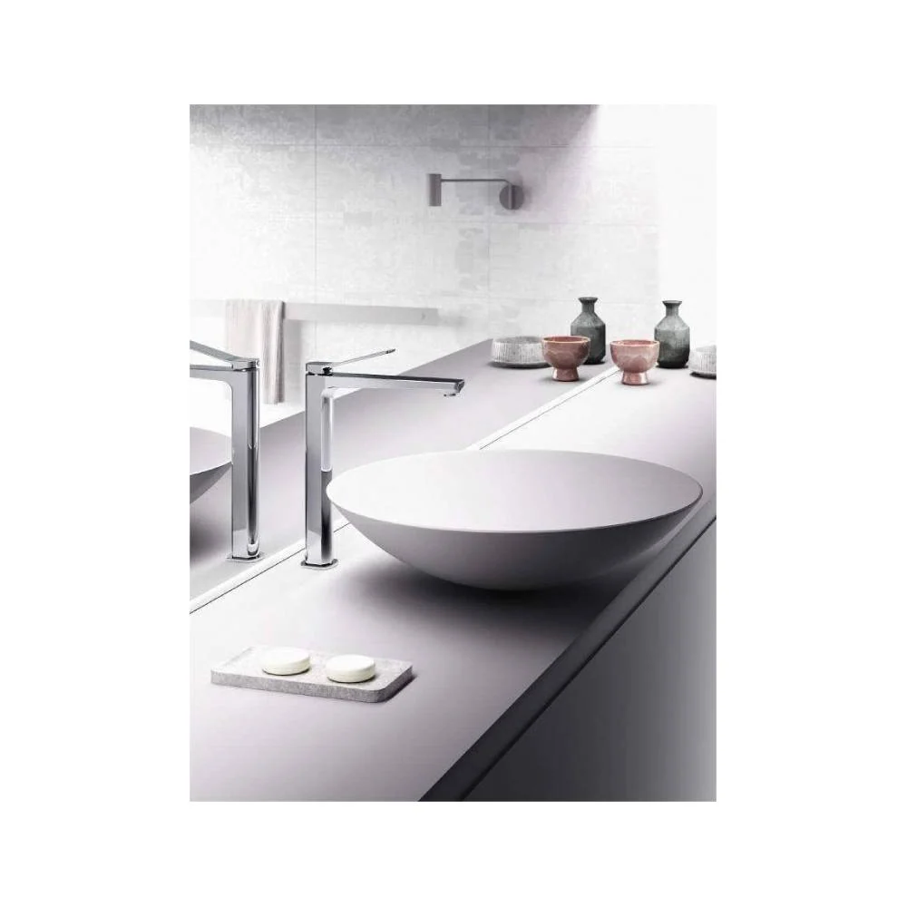 Basin mixer drain system Tilt series model TI085ST staalsoort looking Paffoni