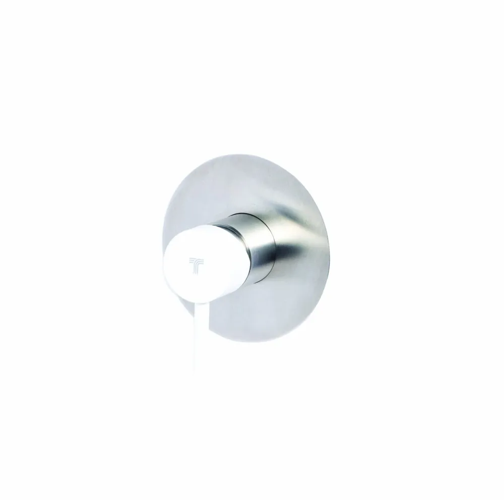 Built- single-way shower mixer tap stainless staal Brushed finish Snow-colored Tubico Colorado handle