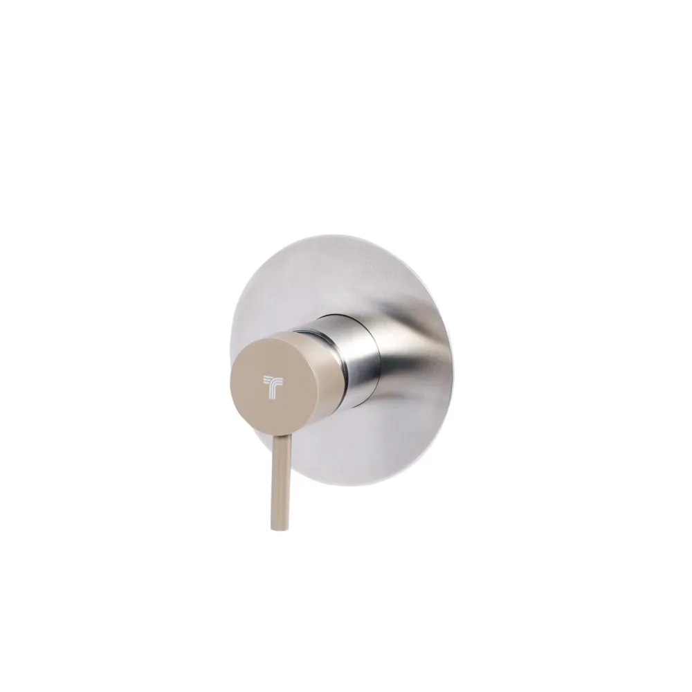 Built- single-way shower mixer tap stainless steel Strookglans finish Desert-colored Tubico Colorado handle