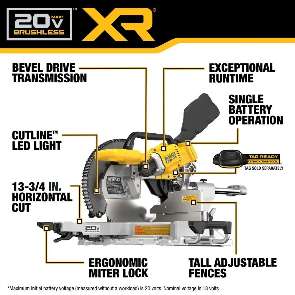 DEWALT 20V MAX XR Tweeling Bevel Sliding 12 inch Miter Saw (Bare Tool)