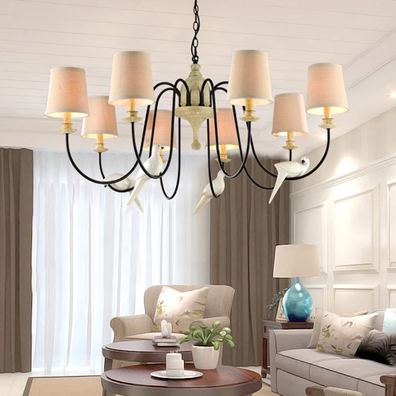 3/8 lichten stoffen hangende kroonluchter traditionele vlas taps toelopende eetkamer hanglamp