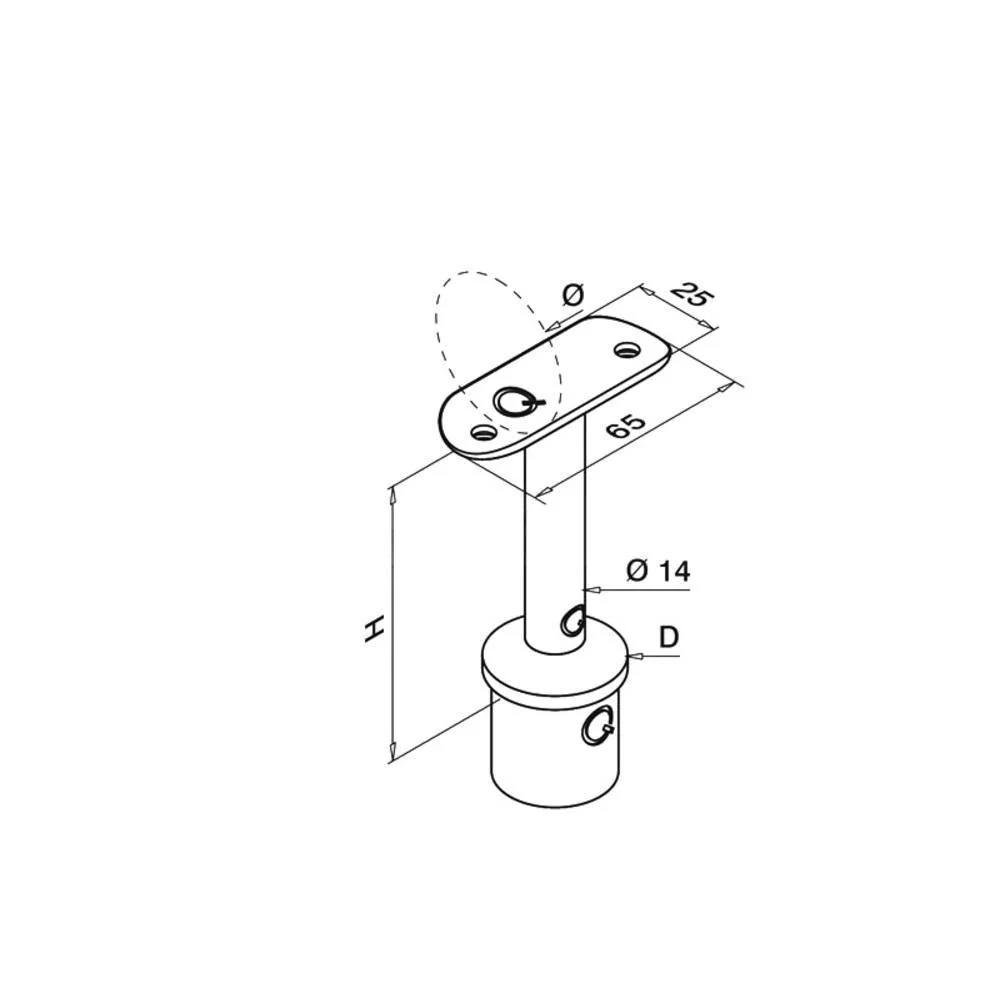Q-railing Round Profile Baluster Bracket Round Handrail Tubing (1-1/2'' Handrail)