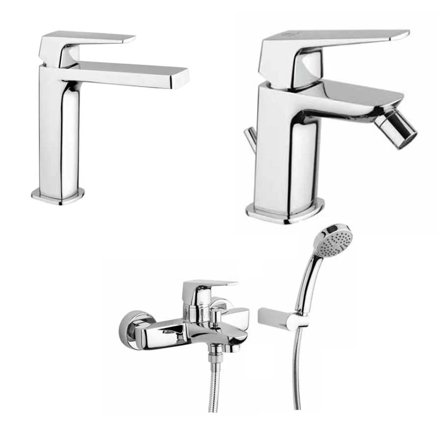 Set Taps Bathtub, Sink, and Bidet Chroom Click-Clack Drain from Bloom Collection Argo Rubinetterie