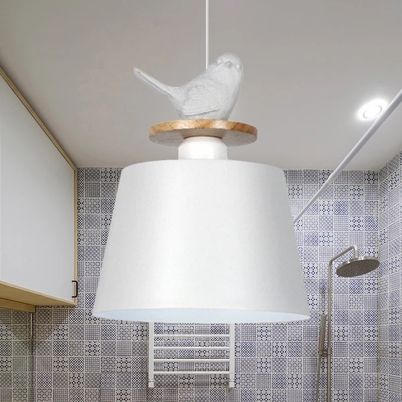 Taps toelopende schaduwdoek winkel plafondhanger metaal 1 kop hanglamp met duifdeco
