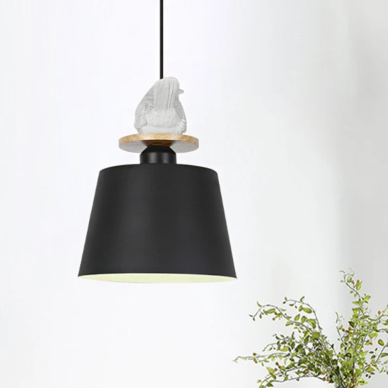 Taps toelopende schaduwdoek winkel plafondhanger metaal 1 kop hanglamp met duifdeco