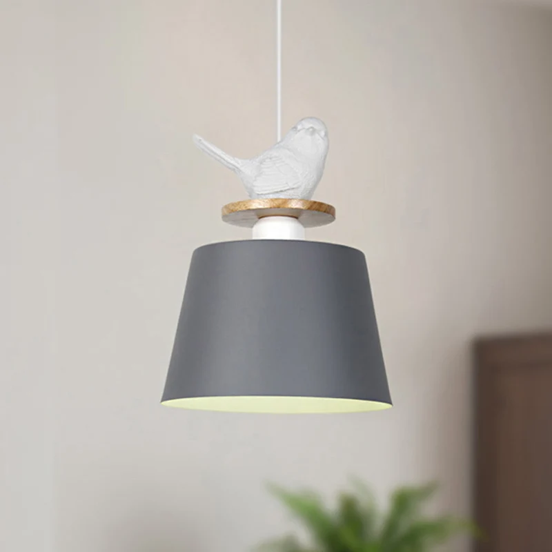 Taps toelopende schaduwdoek winkel plafondhanger metaal 1 kop hanglamp met duifdeco