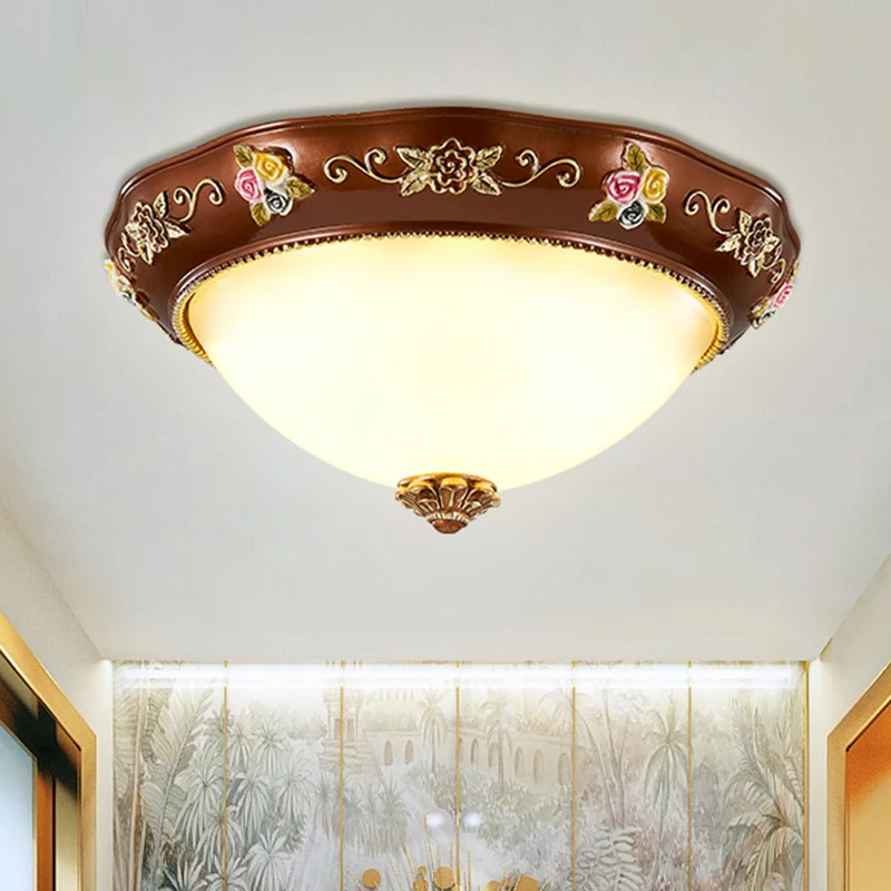 Taps toelopende slaapkamer inbouwlamp Vintage hars 3-lichts 11"/15"/19" groot roodbruin plafondarmatuur