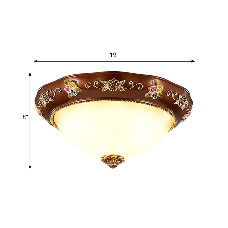 Taps toelopende slaapkamer inbouwlamp Vintage hars 3-lichts 11"/15"/19" groot roodbruin plafondarmatuur
