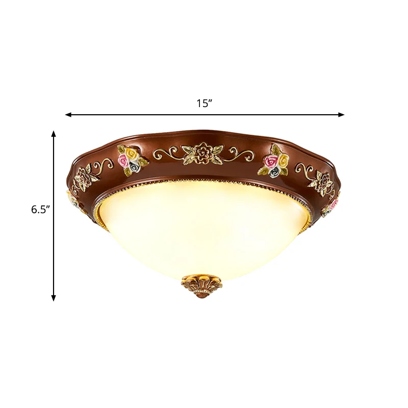 Taps toelopende slaapkamer inbouwlamp Vintage hars 3-lichts 11"/15"/19" groot roodbruin plafondarmatuur