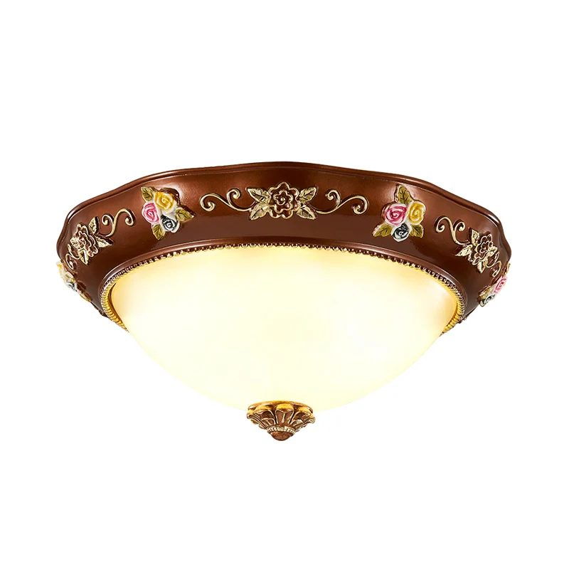 Taps toelopende slaapkamer inbouwlamp Vintage hars 3-lichts 11"/15"/19" groot roodbruin plafondarmatuur