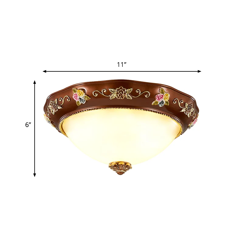 Taps toelopende slaapkamer inbouwlamp Vintage hars 3-lichts 11"/15"/19" groot roodbruin plafondarmatuur