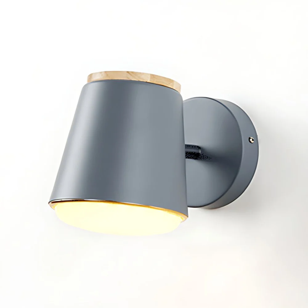 Taps toelopende wandlamp Macaron Metaal 1-lichts schanslicht roze/grijs/groen voor slaapkamer