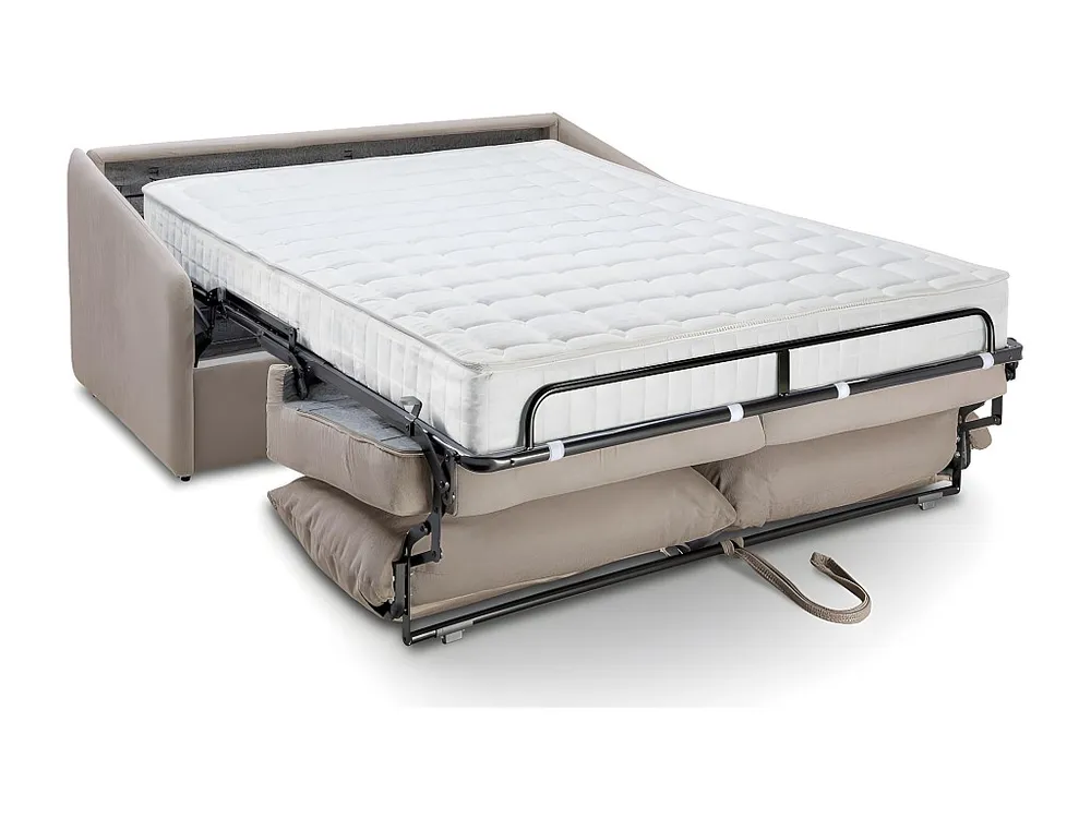 3-zits slaapbank van stof MAJESTY - Lichtgrijs - brede 140 cm - Matras 18 cm
