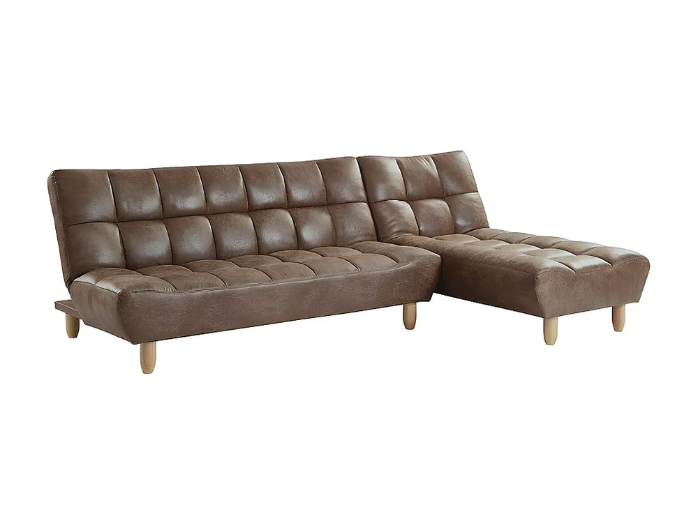 Aanpasbare bedbank van microvezel ESTEBAN - chocolade oud