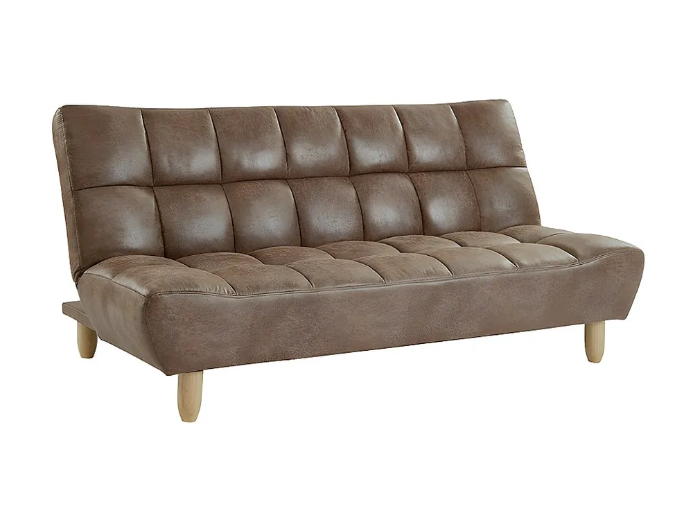 Aanpasbare bedbank van microvezel ESTEBAN - chocolade oud