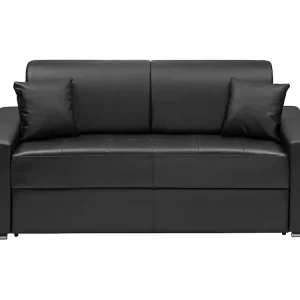 Driezits express bedbank van kunstleer EMIR - Zwart - Slaapafmeting: 140cm - Matras 14cm