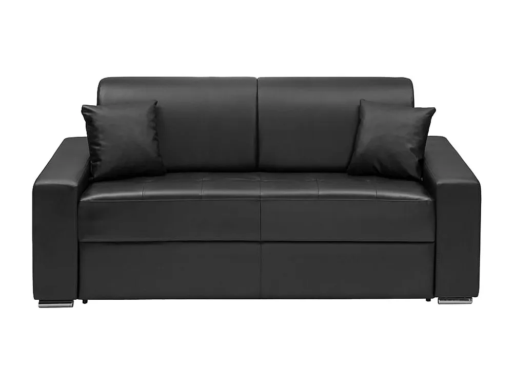 Driezits express bedbank van kunstleer EMIR - Zwart - Slaapafmeting: 140cm - Matras 14cm