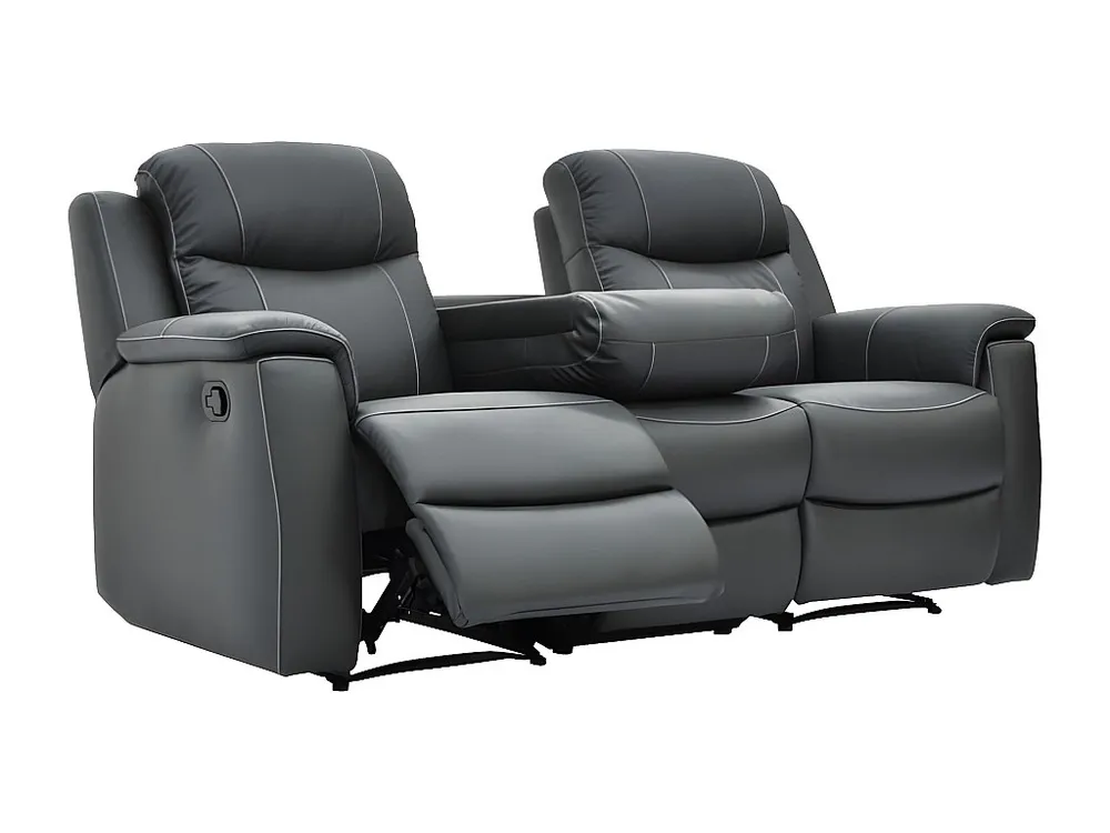 Driezits relaxbank EVASION van leer - grijs