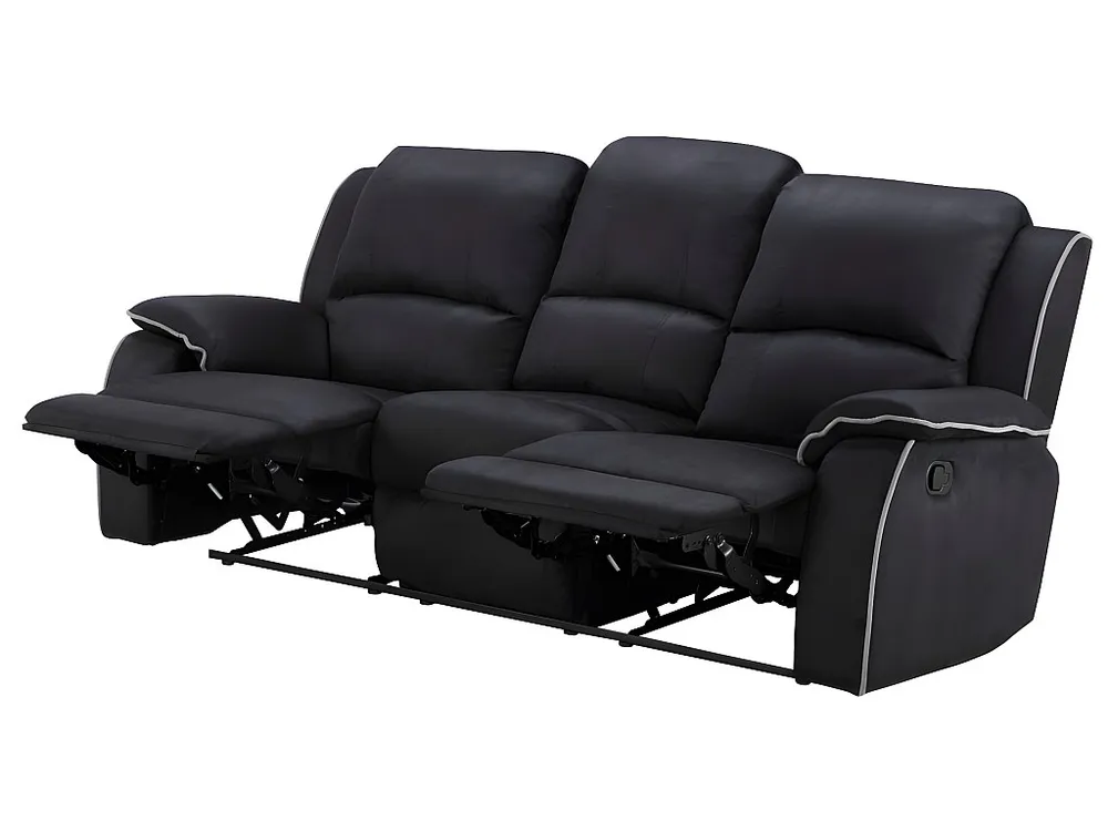 Driezits- en tweezits relaxbankvan microvezel HERNANI - zwart