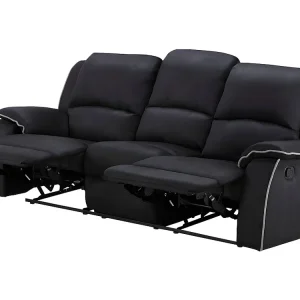 Driezits- en tweezits relaxbankvan microvezel HERNANI - zwart