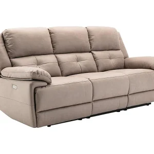 Elektrische driezits relaxbank van stof - Taupe - DOLENE - Koop nu uw online meubelshop