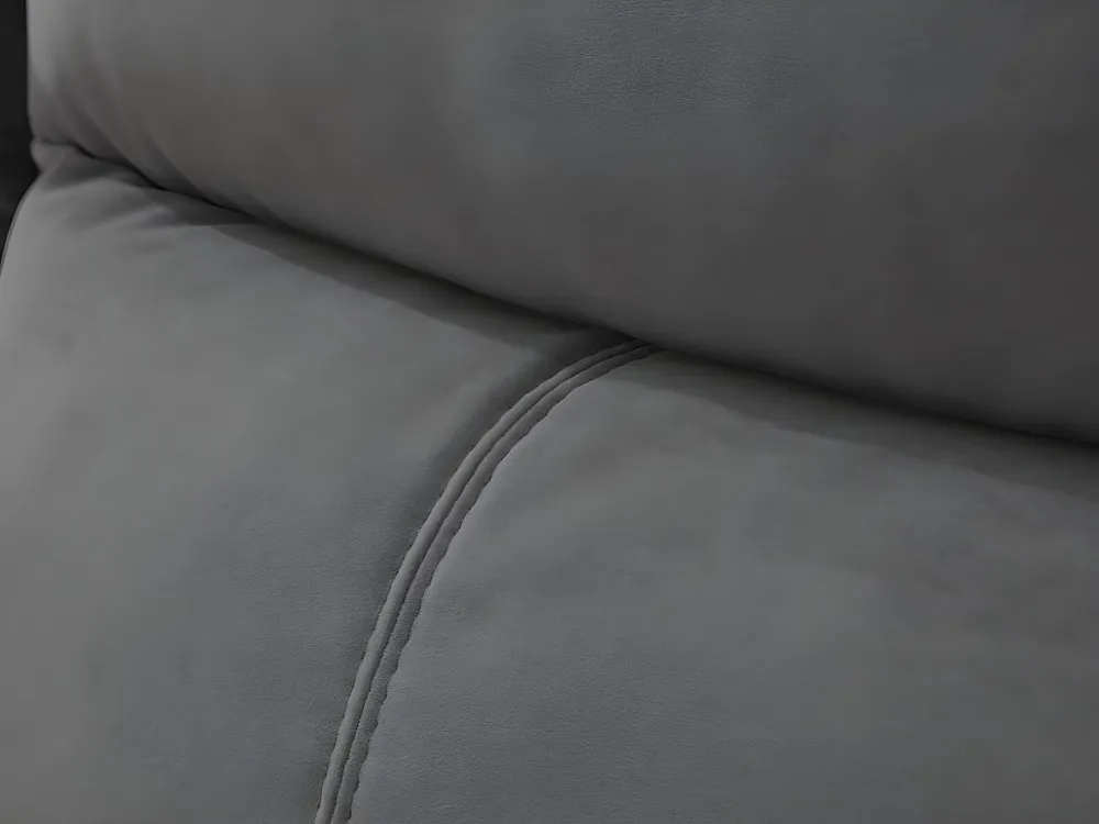 Elektrische driezitsbank en fauteuil van fluweel METTI - Grijs en banden van ecru